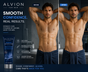 Before and after results of ALVION Men's Hair Removal Cream for men, showcasing smooth skin and confidence.